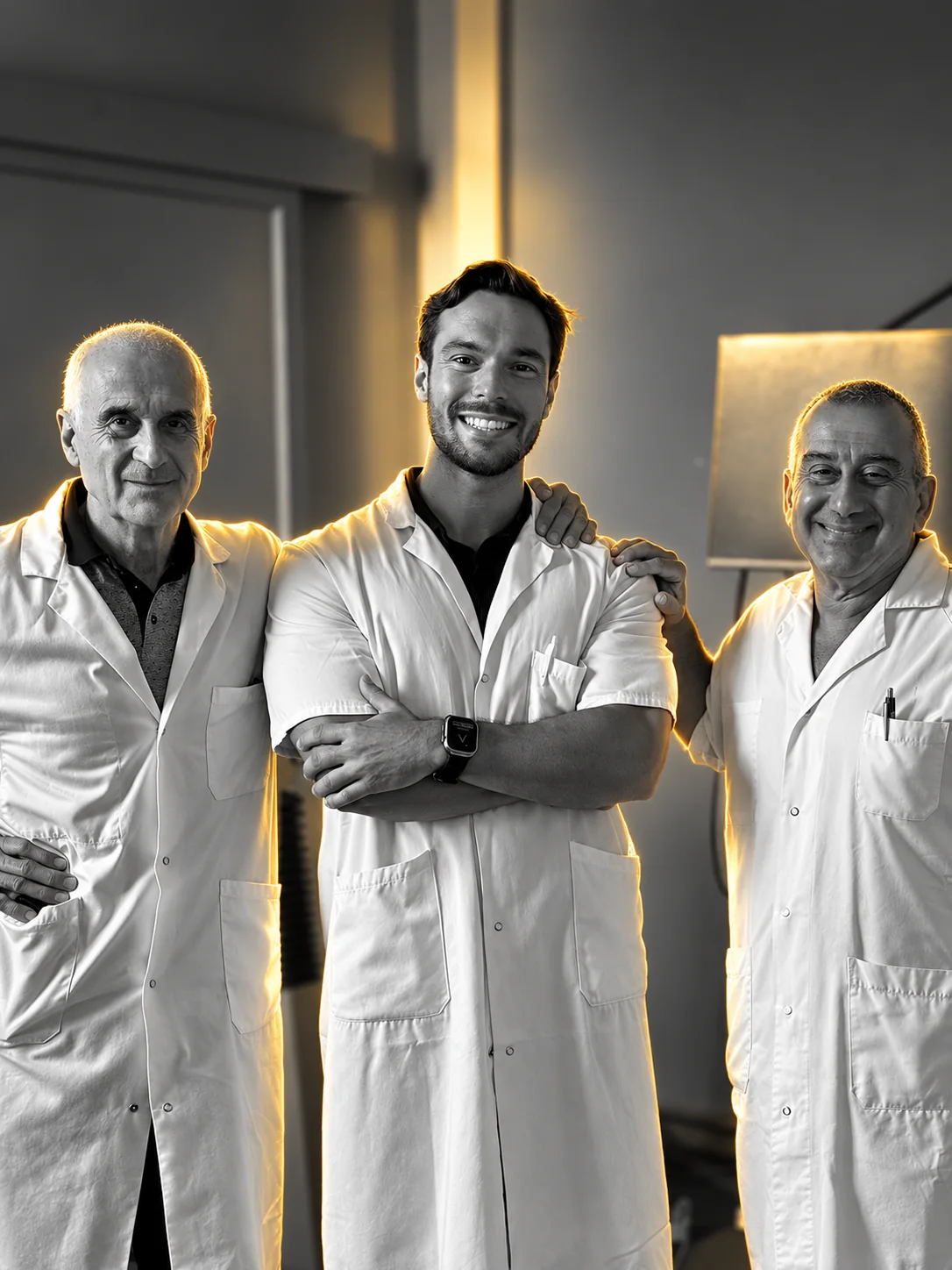 The founder with two fellow doctors