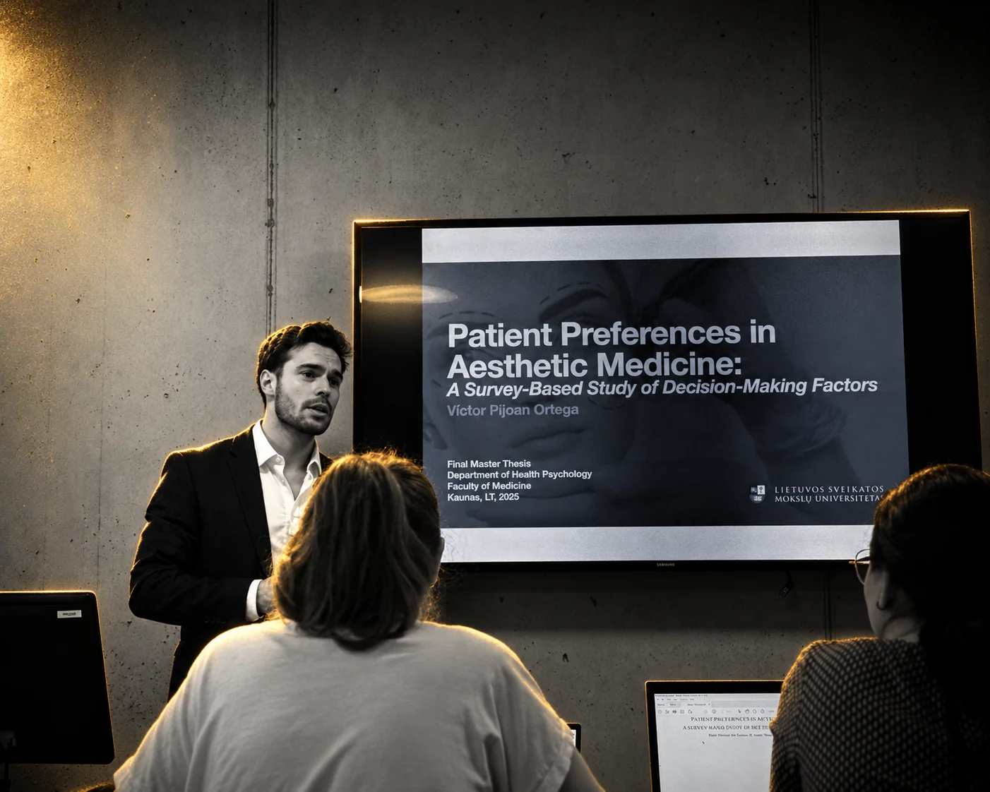 The founder presenting his medical thesis